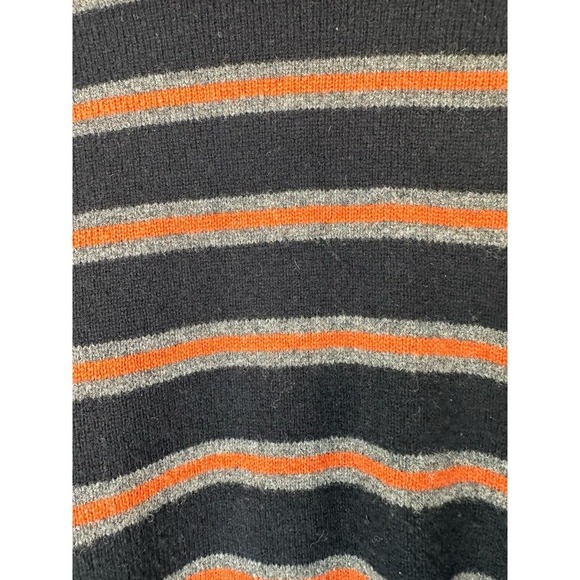 J.Crew Men's Black Gray Orange Striped Wool Crewneck Casual Sweater Size Large - Picture 6 of 11